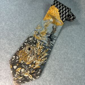 Frontier Neckties Como House Fishing‎ Scene With Geometric Pattern L:58” W:3.5”